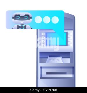 ATM argent guichet automatique terminal de paiement avec robot chatbot technologie d'intelligence artificielle concept Illustration de Vecteur