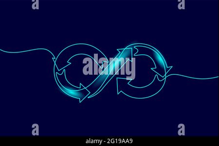 Concept flexible devops d'art en ligne continue unique. Gestion de projet de programmation de flux de travail de l'équipe Infinity Symbol. Concevez une mise en plan néon d'esquisse en un seul trait Illustration de Vecteur