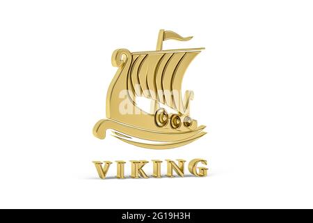 Icône Golden 3d vikings isolée sur fond blanc - rendu 3d Banque D'Images