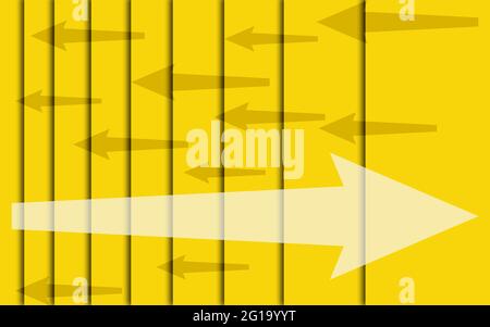 Escalier jaune avec flèche, rendu 3D Banque D'Images