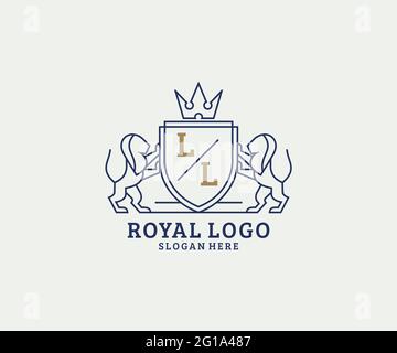LL lettre Lion Royal Luxury logo template dans l'art vectoriel pour restaurant, Royalty, Boutique, café, Hôtel, Héraldique, bijoux, mode et autre vecteur il Illustration de Vecteur