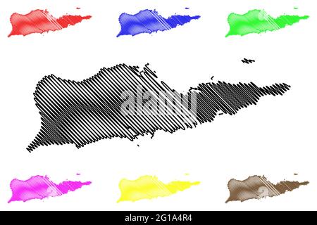 District de Sainte Croix, États-Unis Îles Vierges (comté des États-Unis, États-Unis d'Amérique, États-Unis, États-Unis, États-Unis) carte illustration vectorielle, scribble sketch St. Illustration de Vecteur