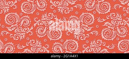 Motif cachemire sans couture dans des tons corail Banque D'Images