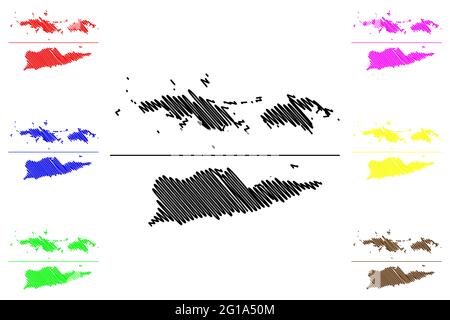 Îles Vierges des États-Unis d'Amérique (États-Unis d'Amérique, États-Unis, États-Unis) carte illustration vectorielle, croquis à griffonnage Îles Vierges des États-Unis Illustration de Vecteur