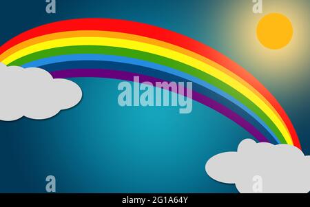 Couleur arc-en-ciel avec nuages isolés, rendu 3D Banque D'Images