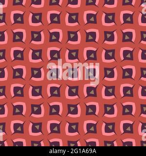 Motif sans couture avec motifs géométriques en 4 couleurs Banque D'Images
