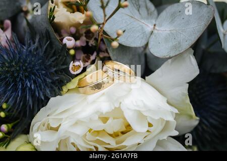 Mariage anneaux macro gros plan Banque D'Images