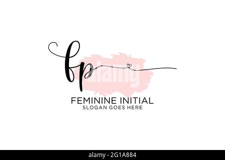 FP beauté monogramme et élégant logo design écriture logo de la signature initiale, mariage, mode, floral et botanique avec modèle créatif. Illustration de Vecteur