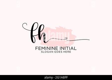 FH beauté monogramme et élégant logo design écriture logo de la signature initiale, mariage, mode, floral et botanique avec modèle créatif. Illustration de Vecteur