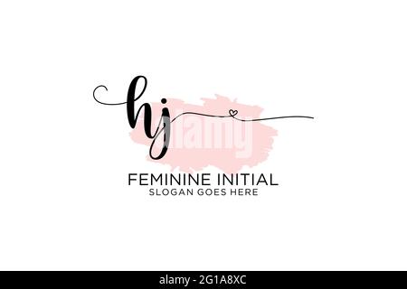 HJ beauté monogramme et élégant logo design écriture logo de la signature initiale, mariage, mode, floral et botanique avec modèle créatif. Illustration de Vecteur