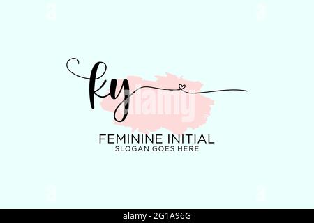 KY beauté monogramme et élégant logo design écriture logo de la signature initiale, mariage, mode, floral et botanique avec modèle créatif. Illustration de Vecteur