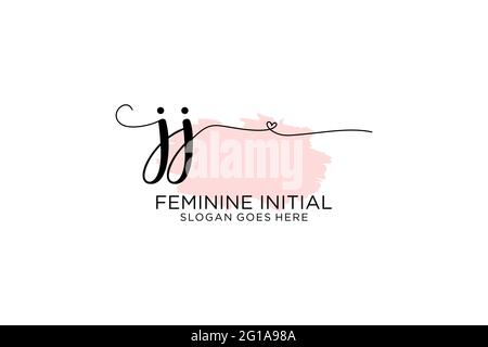 JJ beauté monogramme et élégant logo design écriture logo de la signature initiale, mariage, mode, floral et botanique avec modèle créatif. Illustration de Vecteur