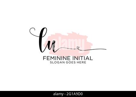 Lu beauté monogramme et élégant logo design écriture logo de la signature initiale, mariage, mode, floral et botanique avec modèle créatif. Illustration de Vecteur