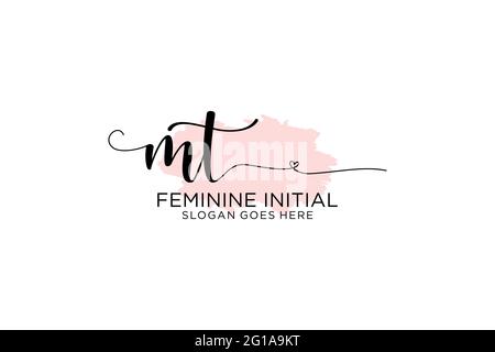 Mt beauté monogramme et élégant logo design écriture logo de la signature initiale, mariage, mode, floral et botanique avec modèle créatif. Illustration de Vecteur