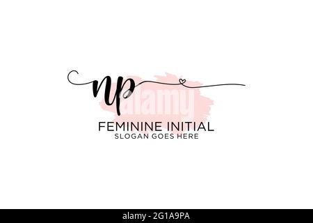 NP beauté monogramme et élégant logo design écriture logo de la signature initiale, mariage, mode, floral et botanique avec modèle créatif. Illustration de Vecteur