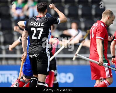 Amstelveen, pays-Bas. 04e juin 2021. Hockey, hommes: Championnat d'Europe, Allemagne - pays de Galles, cycle préliminaire, Groupe B, Jour 1: Timur Oruz d'Allemagne se présente sur le terrain. Credit: Frank Uijlenbroek/dpa/Alay Live News Banque D'Images