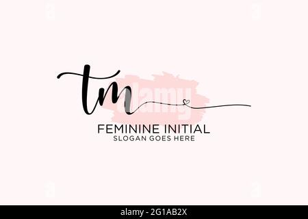 TM beauté monogramme et élégant logo design écriture logo de la signature initiale, mariage, mode, floral et botanique avec modèle créatif. Illustration de Vecteur
