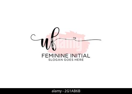 UF beauté monogramme et élégant logo design écriture logo de la signature initiale, mariage, mode, floral et botanique avec modèle créatif. Illustration de Vecteur