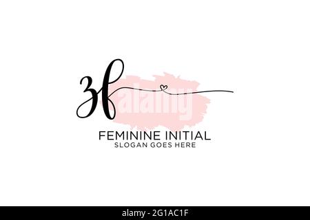 ZF beauté monogramme et élégant logo design écriture logo de la signature initiale, mariage, mode, floral et botanique avec modèle créatif. Illustration de Vecteur