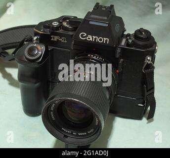 Canon F1Nouveau viseur et enrouleur AE Banque D'Images