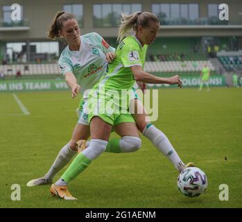 Wolfsburg, Allemagne. 06e juin 2021. Lara Dickenmann ( 21 Wolfsburg ) lors du match FlyerAlarm Frauen-Bundesliga entre VfL Wolfsburg et SV Werder Bremen au stade AOK à Wolfsburg, en Allemagne. Crédit: SPP Sport presse photo. /Alamy Live News Banque D'Images