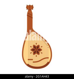 Bandura, instrument de musique folklorique ukrainien traditionnel. Illustration simple de style vectoriel plat. Illustration de Vecteur