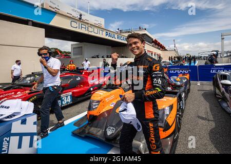 Le Castellet, France. 06e juin 2021. DE VRIES NYCK (NLD), AURUS 01 aÂ&#x80;Â&#x93; GIBSON G-DRIVE COURSE, PORTRAIT vainqueur vainqueur podium pendant les 2021 4 heures du Castellet, 3e tour de la série européenne le Mans 2021, du 04 au 06 juin 2021 sur le circuit Paul Ricard, au Castellet, France - photo Germain Hazard/DPPI/LiveMedia crédit: Independent photo Agency/Alay Live News Banque D'Images