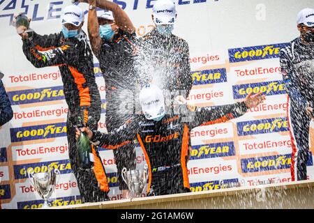 Le Castellet, France. 06e juin 2021. DE VRIES NYCK (NLD), AURUS 01 aÂ&#x80;Â&#x93; GIBSON G-DRIVE COURSE, PODIUM pendant les 2021 4 heures du Castellet, 3e tour de la série européenne le Mans 2021, du 04 au 06 juin 2021 sur le circuit Paul Ricard, au Castellet, France - photo Germain Hazard/DPPI/LiveMedia Credit: Agence photo indépendante/Alamy Live News Banque D'Images