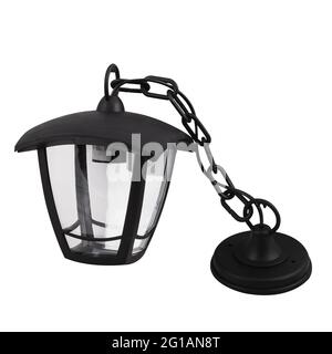 Lanterne suspendue en plastique noir isolée sur fond blanc. La lampe noire. Banque D'Images