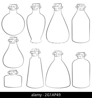 Ensemble de vecteurs avec l'image des flacons, tubes. Objets isolés sur fond blanc. Illustration de Vecteur