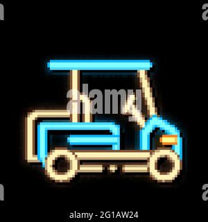 Illustration de l'icône lumineuse au néon de la voiture de golf Caddy Illustration de Vecteur