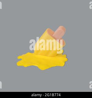 Crème glacée à base de bâton jaune sur fond gris ultime. Idée créative, concept d'été minimal. Banque D'Images