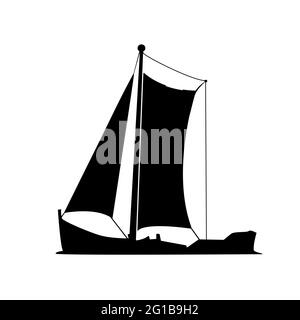 Silhouette de Voilier isolée sur fond blanc. Icône de yacht. Petit bateau avec voile.symbole de bateau à voile.logo ou symbole de bateau.Illustration vectorielle de stock Illustration de Vecteur