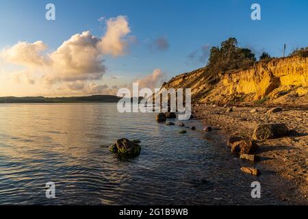 Côte de la mer Baltique et falaises à Klein Zicker sur l'île de Ruegen, Mecklembourg-Poméranie occidentale, Allemagne Banque D'Images