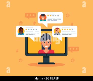 consultation en ligne sur le bureau Illustration de Vecteur