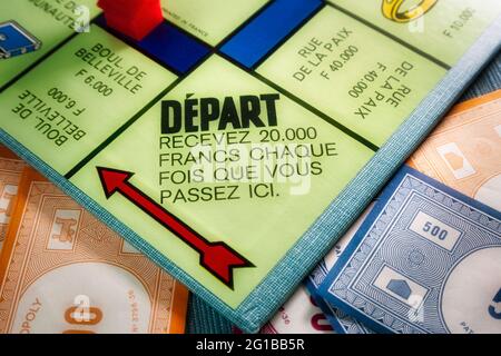 Version française du jeu de société Monopoly. Banque D'Images