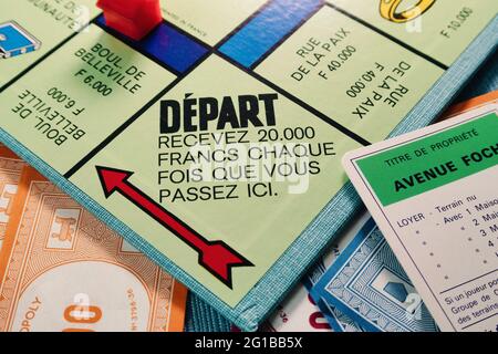 Version française du jeu de société Monopoly. Banque D'Images