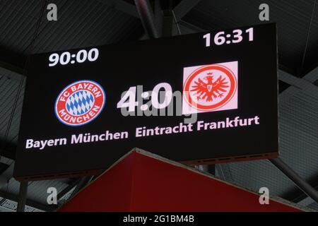 Munich, Allemagne. 06e juin 2021. Tableau de bord après le match Frauen Bundesliga entre le FC Bayern Munich et Eintracht Frankfurt au campus du FC Bayern, Allemagne. Crédit: SPP Sport presse photo. /Alamy Live News Banque D'Images