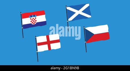 Stade de groupe du tournoi européen de football. Drapeau de championnat de football 2020 euros Illustration de Vecteur