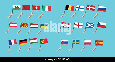 Stade de groupe du tournoi européen de football. Drapeau de championnat de football 2020 euros Illustration de Vecteur