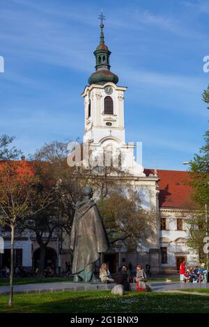 Bratislava, Slovaquie. 2021-04-30. Église de la Visitation de la Sainte Vierge Marie sur la place SNP (námestie SNP) à Bratislava. Banque D'Images