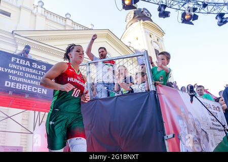 DEBRECEN, HONGRIE - JUIN 6 : Doro Medgyessy de Hongrie lors de la finale des femmes du tournoi de qualification olympique 2021 de la FIBA 3x3 entre l'Italie et la Hongrie sur la place Kossuth le 6 juin 2021 à Debrecen, Hongrie (photo d'Istvan Derencsenyi/Orange Pictures) Banque D'Images