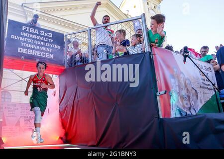 DEBRECEN, HONGRIE - JUIN 6 : Doro Medgyessy de Hongrie lors de la finale des femmes du tournoi de qualification olympique 2021 de la FIBA 3x3 entre l'Italie et la Hongrie sur la place Kossuth le 6 juin 2021 à Debrecen, Hongrie (photo d'Istvan Derencsenyi/Orange Pictures) Banque D'Images