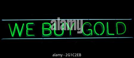 Vintaeg Neon Pawn Shop signalisation Green Neon Banque D'Images