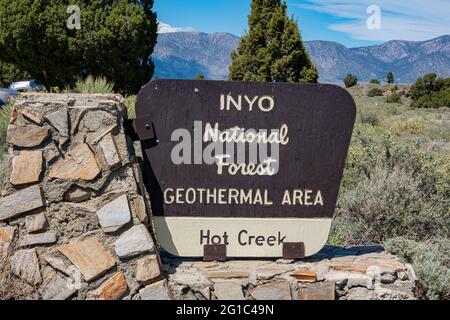 Californie, le 25 MAI 2021 - signe de la zone géothermique de la forêt nationale d'Inyo Banque D'Images