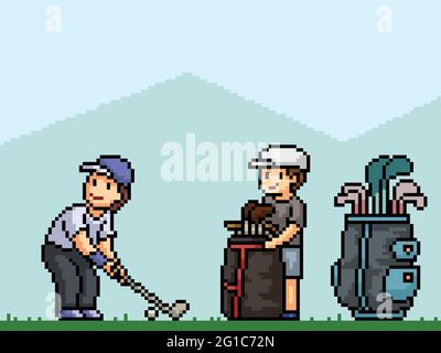 pixel art du sport de club de golf Illustration de Vecteur