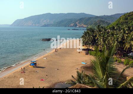 Cola (Khola) Beach (également connue sous le nom de Secret Beach) et Lagoon, Canacona, Goa, Inde Banque D'Images