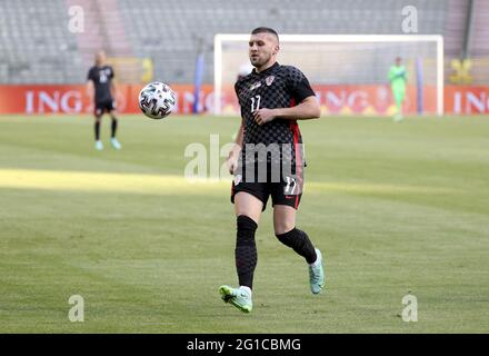 Ante Rebic de Croatie lors du match international de football amical entre la Belgique et la Croatie le 6 juin 2021 au stade du Roi Baudouin à Bruxelles, Belgique - photo Jean Catuffe / DPPI / LiveMedia Banque D'Images