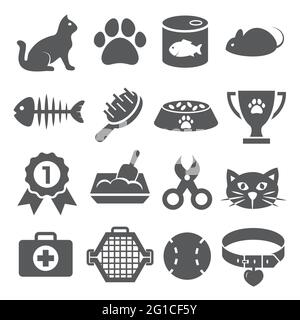 Icônes Cat sur fond blanc Illustration de Vecteur