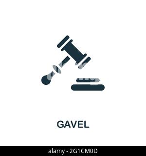 Icône Gavel. Monochrome élément simple de la collection des droits civils. Icône Creative Gavel pour la conception Web, les modèles, les infographies et bien plus encore Illustration de Vecteur